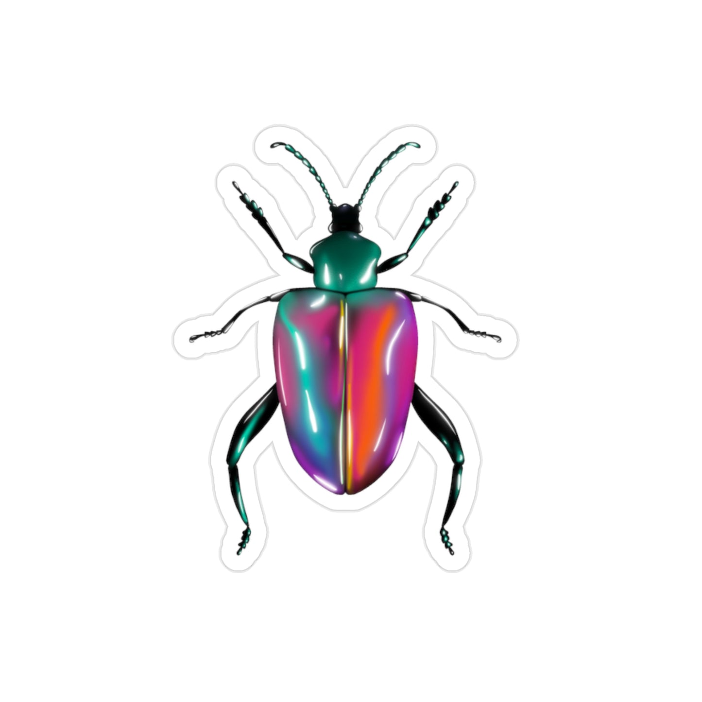 Transparent Neon Beetle Sticker